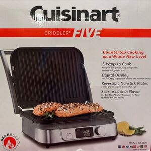 Cuisinart GR-5BP1 Series Electric Griddler Five, Stainless Steel, Brand New!
